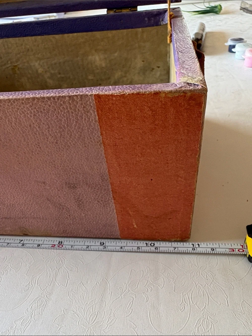 Vintage Pink and Wood Decorative Doll Trunks- Brand Unspecified